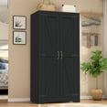 thumbnail image 6 of 70.8" Armoire Wardrobe Closet with 2 Doors and Shelves, Modern Bedroom Freestanding Wooden Wardrobe Combination with Hanging Rail,for Bedroom, Cloak Room, 6 of 6