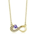 thumbnail image 3 of Gem Stone King 18K Yellow Gold Plated Silver Blue Tanzanite Infinity Ring Pendant Jewelry Set for Women (0.71 Cttw, Gemstone December Birthstone, Heart 4MM, with 18 inch Silver Chain), 3 of 5