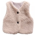 thumbnail image 1 of URMAGIC Girls Sherpa Fleece Vests Outerwear Sleeveless Button Warm Kids Jacket 1-6 Years, 1 of 12