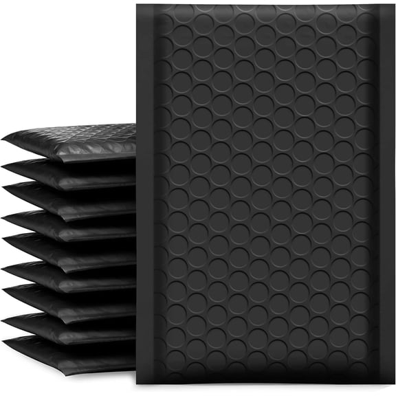 Bubble Mailers 4x8 Inch Black 50 Pack Usable Size 4x7 Padded Envelopes Small Business Mailing Package Opaque Self Seal Adhesive Waterproof Boutique Shipping Bags for Jewelry Makeup Supplies