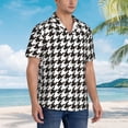 thumbnail image 2 of Lsque Houndstooth Black And White pattern Hawaiian Shirt for Men, Unisex Summer Beach Casual Short Sleeve Button Down Shirts-Large, 2 of 9