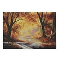 thumbnail image 1 of Country Cutting Board, Paint of a Forest with Autumn Color Leaves Fall Time Sadness Season Theme Art, Decorative Tempered Glass Cutting and Serving Board, Large Size, Orange Brown, by Ambesonne, 1 of 1