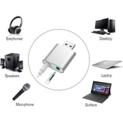 External USB Audio Adapter Sound Card Aluminum Alloy 7.1 Channel USB Sound Card External Stereo Audio Adapter Plug and Play for Integrated Audio Out & Microphone in