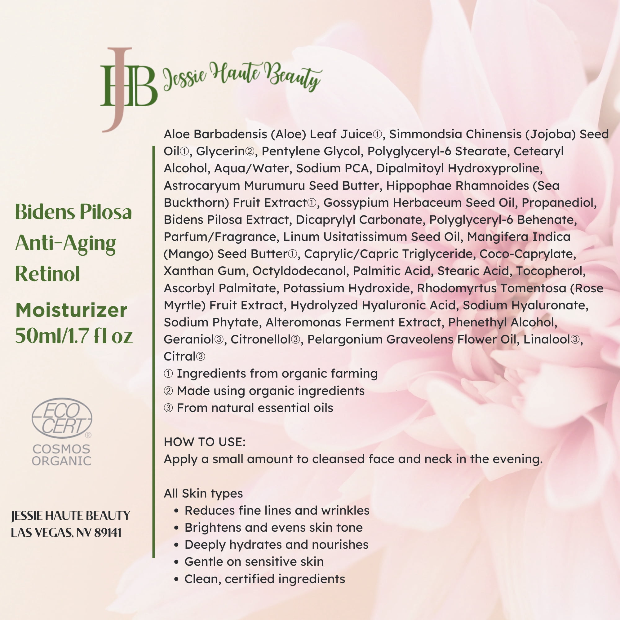 Bidens Pilosa Anti-Aging Retinol Moisturizer 50 ml / 1.7 fl oz Bidens Pilosa Anti-Aging Retinol Moisturizer
