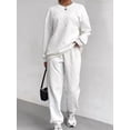 thumbnail image 4 of Women Sets 2 Piece Outfits Crewneck Sweatshirts Pullover Tops and Jogger Pants Tracksuits Lounge Set White XL, 4 of 5