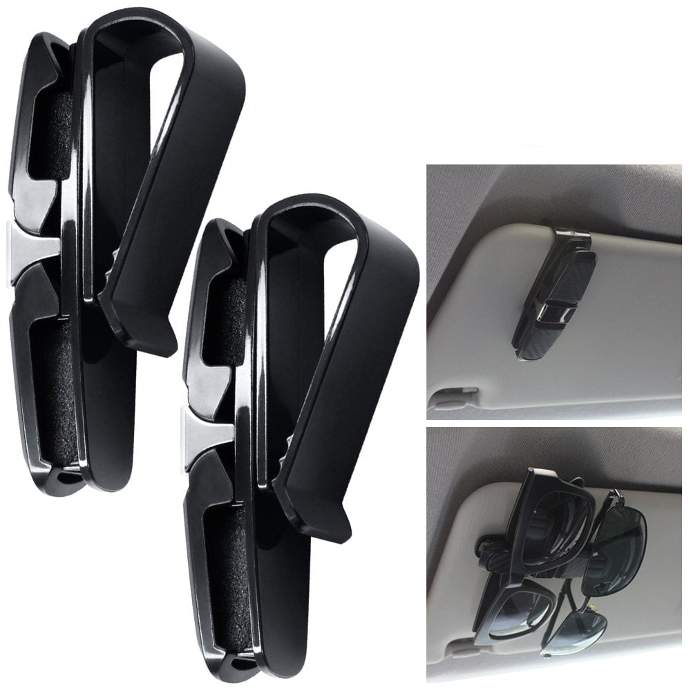 Juslike 2 Pack Doubleends Sunglasses Holder for Car Visor with Parking