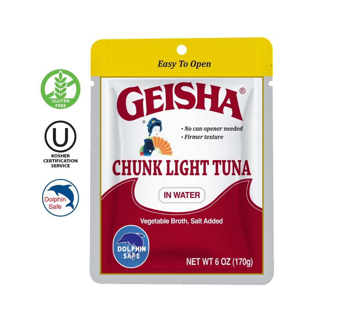 GEISHA Chunk Light Tuna in Water 6.00oz (Pack of 24), Tuna| HALAL & Kosher Certified – Gluten Free – Wild Caught – Dolphin Safe Catch – Good Source of Protein