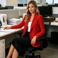 thumbnail image 4 of Women's Blazer Long-Sleeve Spring Jacket Office Business Work Jacket(3XL,Red), 4 of 5
