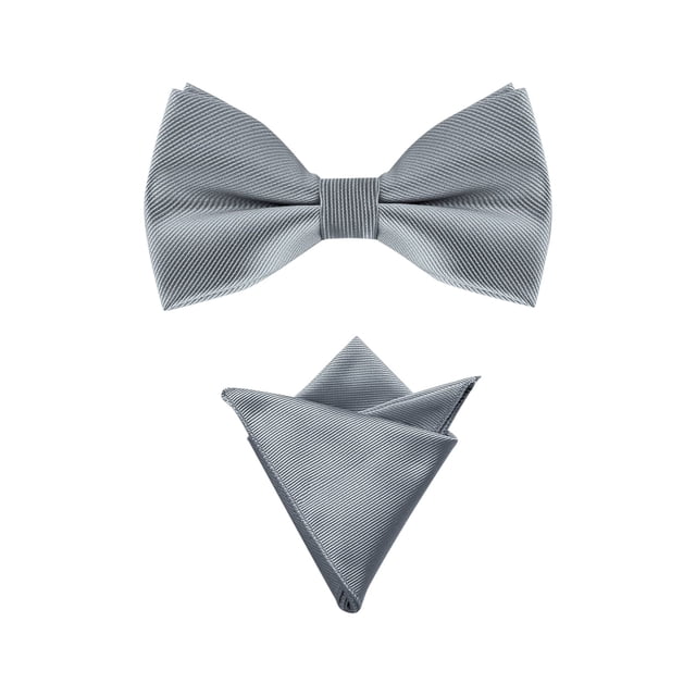 INSPIRE CHIC Men's Pre-Tied Bow Tie with Matching Pocket Squares Sets for Business Causal Dark Gray One Size