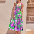 thumbnail image 1 of SMihono Robe Maxi Bohème d'Été pour Femmes Grande Taille Mode Femmes Décontractée à Col en V Imprimée Sans Manches Mi-Longue Robe Taille Plage Évasée Robe d'Été, 1 of 7
