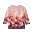thumbnail image 3 of Iaqnaocc Shirts for Children Girls Size 10-12 3/4 Sleeve Cute Floral Print Tunic Tops Girls Fashion Crew Neck Shirts Basic Casual Gifts for Teen Girls Watermelon Red 7-8 Years, 3 of 4