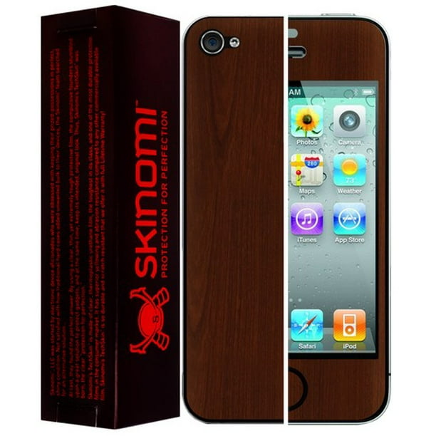 Einde Wetland Rechtzetten Skinomi Phone Skin Dark Wood Cover+Screen Protector for Apple iPhone 4S  Verizon - Walmart.com