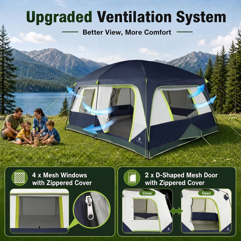 Sophia & William 10 Person Camping Tent 14x10FT All-Weather Large
