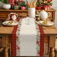 thumbnail image 4 of Burlap Table Runner 108 Inches Long,Merry Christmas Poinsettia Red Berry Non-Slip Kitchen Table Runners for Dining Room Everyday Use Party Table Decorations Green Leaves Red Plaid, 4 of 9