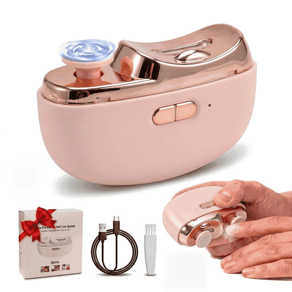 MQ Smart Electric Nail Clipper Upgraded 3 in 1 USB Rechargeable Automatic Nail Trimmer LED Light 2 Speed Nail Scrap Storage Safe Cutter Polisher Ideal Gift for Baby Kids Seniors Adults Pink