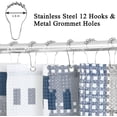 thumbnail image 3 of Modern Geometric Shower Curtain Blue, Waterproof Shower Curtains and Polyester Bath Curtain for Bathroom, Textured Fabric Shower Curtain Set with 12 Hooks, Machine Washable, 72 x 72 inch, 3 of 6
