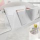thumbnail image 5 of Cesta de almacenamiento colgante de hierro para dormitorio | Organizador de bolsillo para mesita de noche para teléfonos, tabletas y libros | Cabecera de cama multiusos en blanco y negro para, 5 of 6