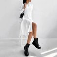 thumbnail image 7 of ZHOGXU Women's Dress Long Sleeve Round Neck Solid Color Side Split Fashion Comfortable Elegant Dresses For Casual Daily Wear,White,S, 7 of 7