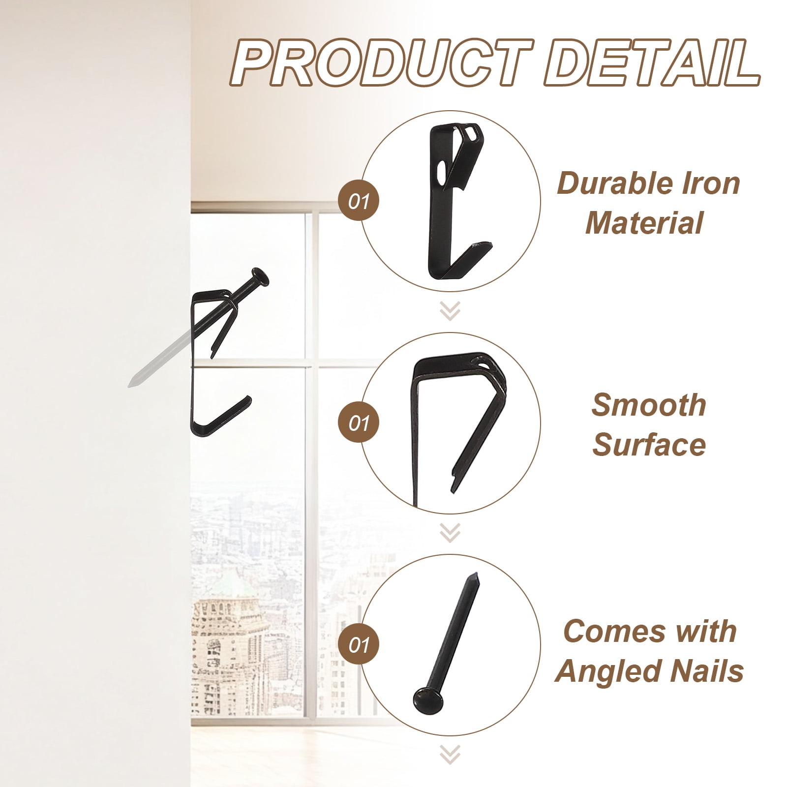 Uxcell 38 Pcs Picture Hangers, 100lb Picture Hanging Hooks Hardware Drywall Frame Hangers Painting Wall Hooks with Nails for Pictures Clocks Mirrors, Home Decoration, Black