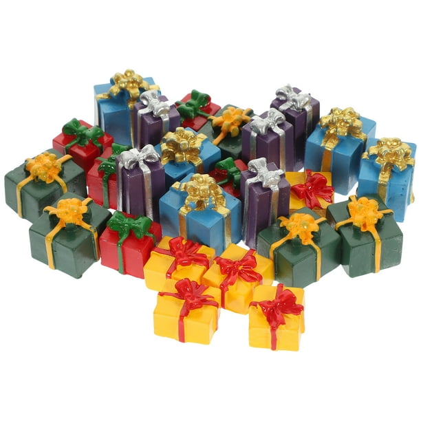 Caja de regalo de resina en miniatura, decoración para casa de muñecas, adorno, Mini caja de regalo, decoración para casa de muñecas, 25 uds.