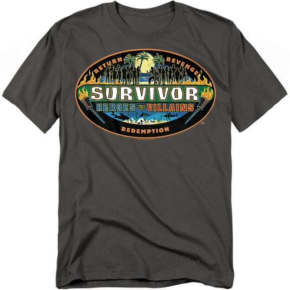 Survivor Men's Heroes Vs Villains T-shirt Small Gray