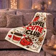 thumbnail image 6 of Coffee Cutie Club Cartoon Graphic Smiling Cups Off-White, Playful Food Art Scene, Warm Flannel Blanket for Living Room and Reading Nook, Art Lovers Friendship Gift, Playful Home Decor, 6 of 9