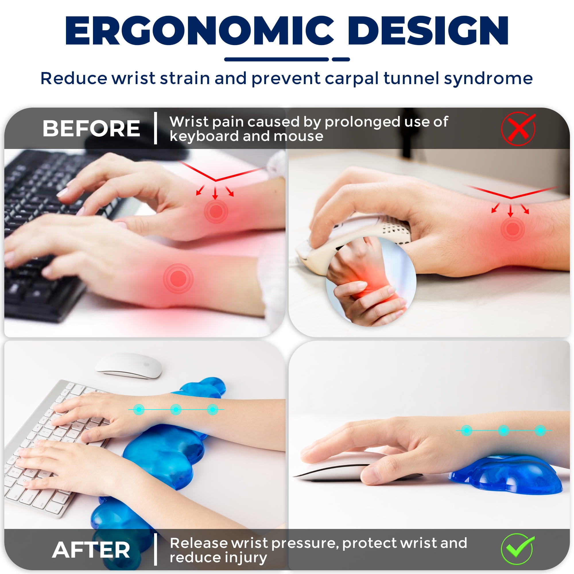ABRONDA Gel Cloud Keyboard & Mouse Wrist Rest Set - Cloud Keyboard Wrist Rest Pad & Mouse Support for Office Gaming Pad Computer Laptop Ergonomic Comfortable Pain Relief- Cloud Pad Set