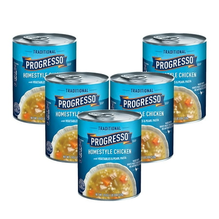 (5 Pack) Progresso Soup, Traditional, Homestyle Chicken Soup, 19 oz (Best Canned Chicken Soup)