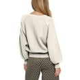 thumbnail image 5 of Breezora Women's Button Crew Neck Sweater Fall Long Sleeve Loose Knit Pullover Top with Lantern Sleeves S Size White, 5 of 6