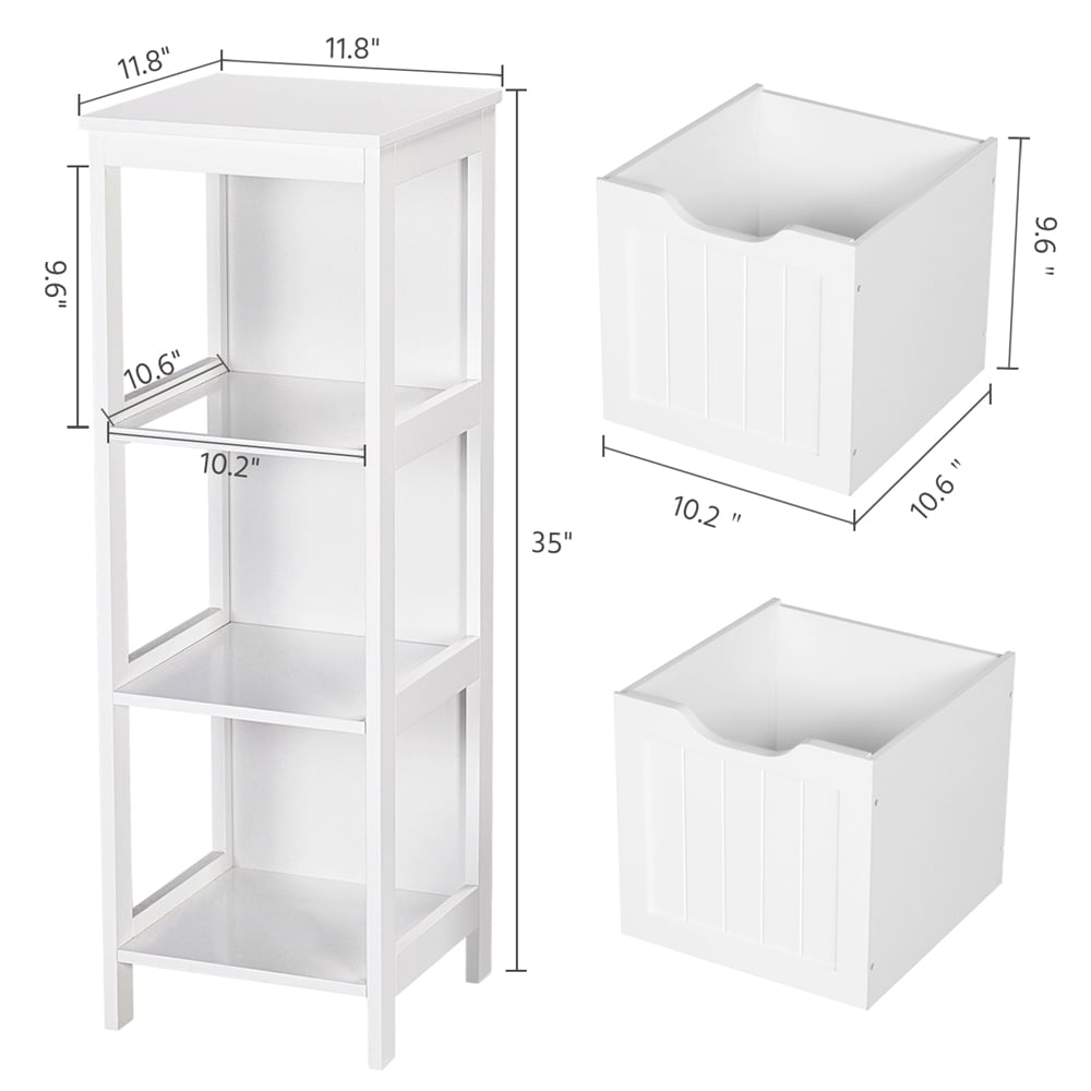 Yaheetech 3 Tiers Bathroom Cabinet Shelf Storage with Free Standing, White