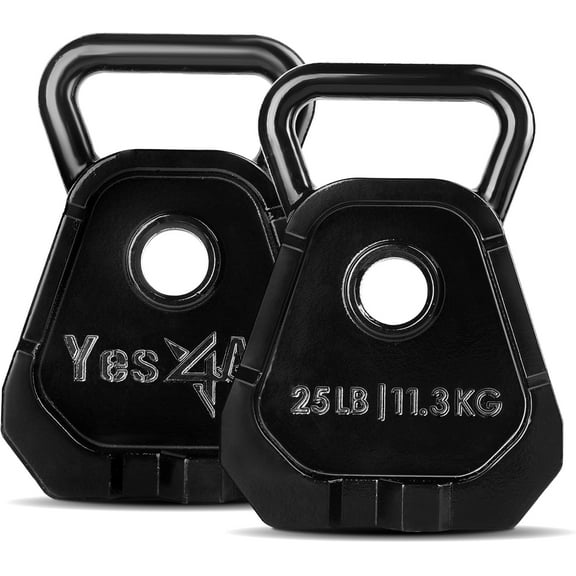 Yes4All Upgraded Bell Plate, Olympic Weight Plate & Kettlebell Combination, Multifunctional Kettlebell Plate Set for Advanced Training 25Lbs Pair