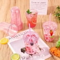 thumbnail image 3 of Sparklane 100 Set 16oz Plastic Cups with Lids & Straws,Disposable Pink Clear Iced Coffee Cup with Lid,Round Bottom Plastic To Go Cups for Cold Drinks Slushie Smoothie Valentine Holiday Party Supplies, 3 of 7