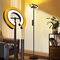 Serbasic Floor Lamp, 36W 2000LM Bright LED Floor Lamps for Living Room, 75.5" Tall Standing Lamp with Rotatable Dual C-Ring Lights, Modern Reading Lamp with Remote & Touch Control for Bedroom Office
