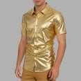 thumbnail image 2 of Men's Sequin 70s 80s Disco Shirt - Retro Short Sleeve Button Up Party Outfit Top & Clubwear Mens 80s Outfit, 2 of 9