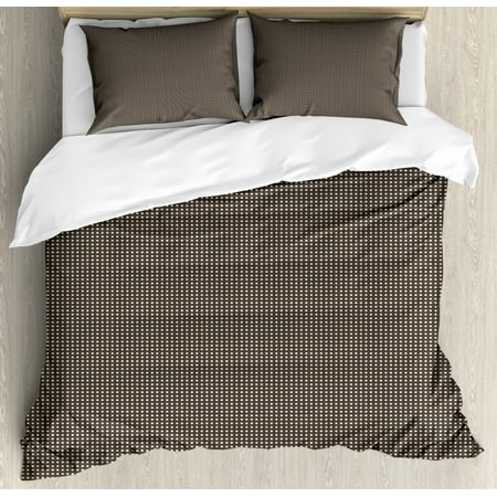 Champagne Bedding Retro Duvet Cover Set King Size, Simplistic Continuous Polka Dots with Halftone Inspired Earthy Tones, 3 Piece Bedding Set with 2 Pillow Shams, Dark Taupe and Champagne, by Ambesonne ()
