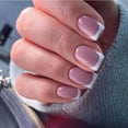 thumbnail image 1 of 24 Uds. Uñas postizas de lado blanco francés rosa desnudo uñas cortas simples belleza prensa en uñas postizas cubierta completa puntas de uñas artificiales Tan Jianjun unisex, 1 of 2