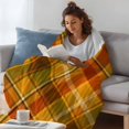 thumbnail image 3 of Orange Checked Fleece Throw Blanket for Couch, Green Thanksgiving Buffalo Plaid Microfiber Flannel Blanket for All Season, Lightweight Soft Throw Blankets for Gifts, Home Decor, 32"x47", 3 of 8