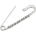 thumbnail image 1 of PinesC 10 Pcs Safety Pins Encrusted with White Rhinestone 6.5x1.8 cm - Personalized Design - Charm for Fashion Silver, 1 of 4