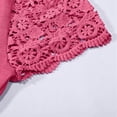 thumbnail image 4 of DHFJKG Women's Short Sleeve T Shirt V Neck Patchwork Lace Crochet Solid Color Summer Fashion Tee Casual Dressy Work Tunic Versatile Tops, 4 of 8