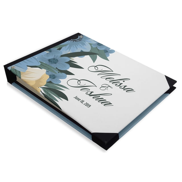 Darling Souvenir White Floral & Leaves Printed Wedding Guest Book Hardbound Cover Sign In Book Registry Scrapbook-7 x 9 Inches