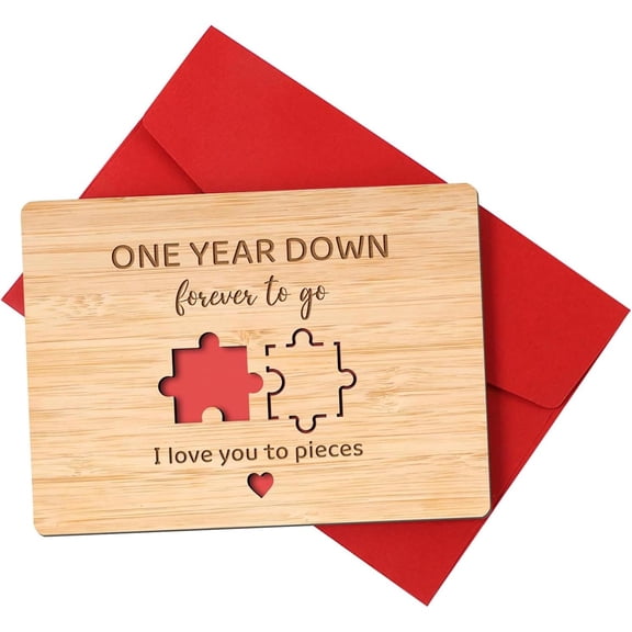Wooden Greeting Card with Envelopes, Handmade Valentine's Day Card, Happy Anniversary Card for Wife Husband Boyfriend Girlfriend