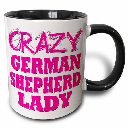 

3dRose Crazy German Shepherd Lady - Two Tone Black Mug 11-ounce