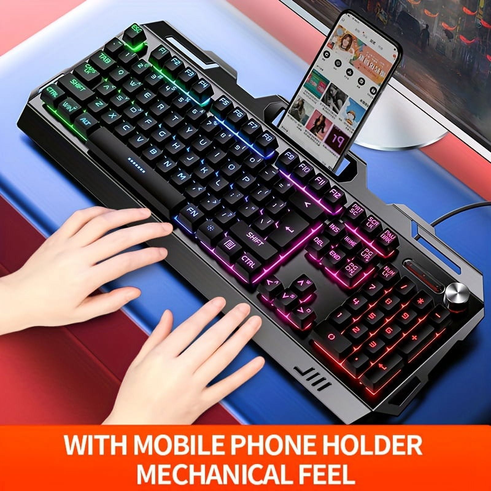 Computer Wired Keyboard, Universal USB Plug-in Illuminated Keyboard for Gaming, Typing, and Office Use, Suitable for Windows