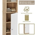 thumbnail image 3 of 66" Tall Freestanding Storage Cabinet, Bathroom Storage Cabinet with Doors and Shelves, Tall Bathroom Floor Cabinets - Oak, 3 of 5