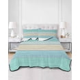 thumbnail image 2 of Quilts Queen Size Bedding Set, Teal Wooden Grain Lightweight Quilted Comforter, Vintage Chic Geometric Ombre Turquoise Soft Reversible Bedspread Coverlet with Pillow Covers for All Season, 90" x 96", 2 of 7