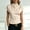 Apricot, variant on Morttic Women's Elegant Solid Color High Neck Short Sleeve Top – Slim Fit Ruched Waist, Pleated Layered Detail For Work Wear White,M