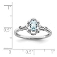 thumbnail image 2 of 925 Sterling Silver Polished Aquamarine and Diamond Ring Size 5 2mm Wide Ring for Women, 2 of 2