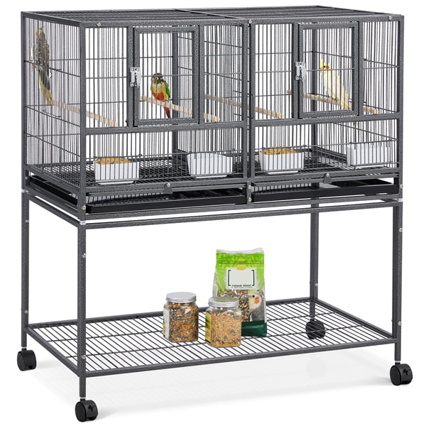 Yaheetech Stackable Bird Cage Divided Breeder Cage Small Birds Finch Canaries Parakeets Cockatiels Budgies Metal Bird Cage with Rolling Stand - Walmart.com