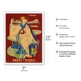 thumbnail image 2 of Paris-Tokyo - Japanese Geisha in Kimono - Vintage Airline Travel Poster by Yasse Tabuchi c.1952 - Master Art Print (Unframed) 9in x 12in, 2 of 4