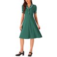 thumbnail image 2 of INSPIRE CHIC Vestido Midi Vintage para Mujeres 2024 Vestidos de Trabajo con Cuello Peter Pan XS Verde Oscuro, 2 of 5